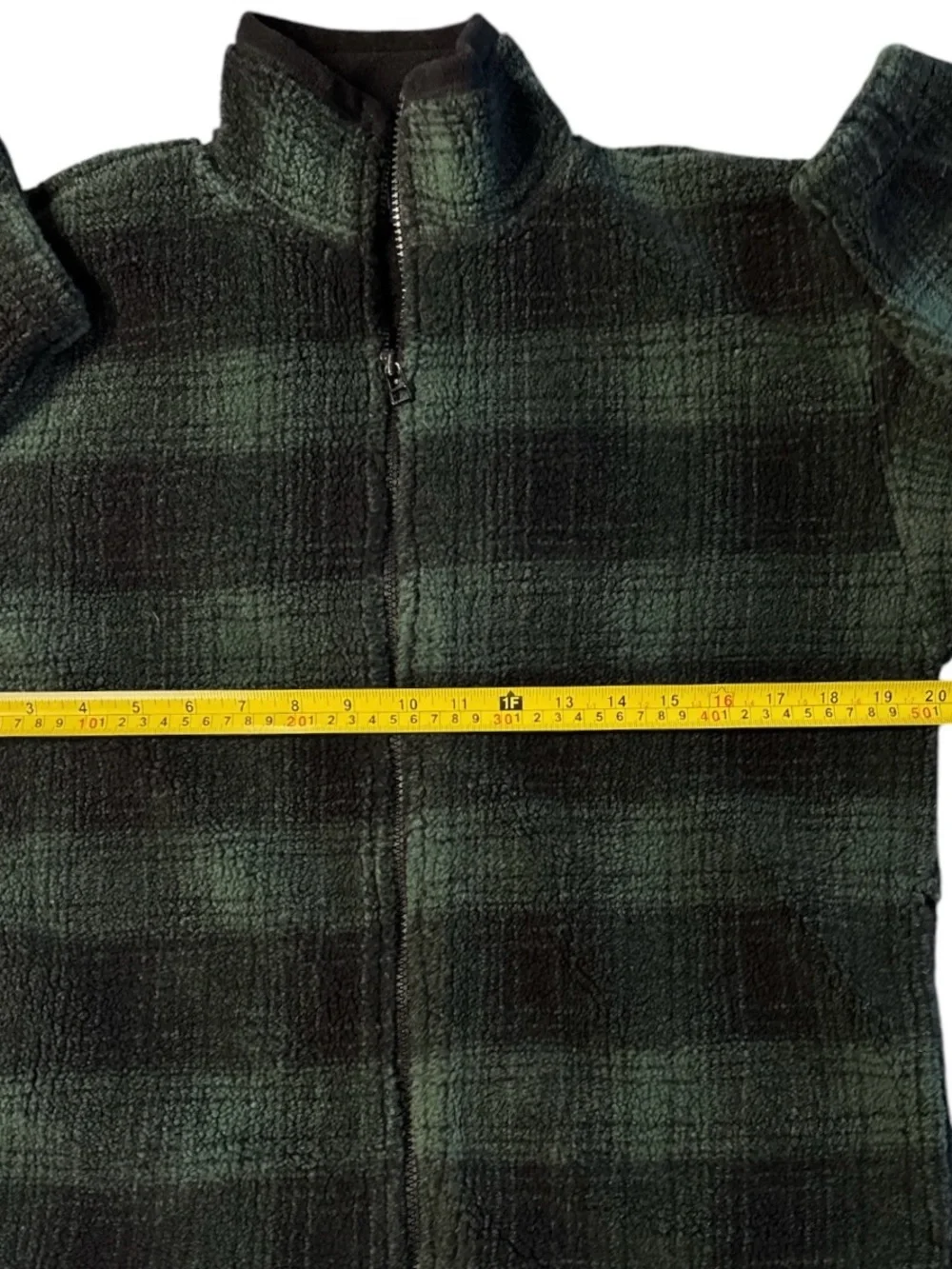 Gap Kids Unisex Green Black Plaid Full Zip High Neck Fleece Jacket Size XL 12-14